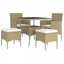 5 dalių smėlio spalvos polirotango sodo baldų komplektas