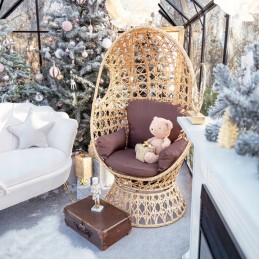 Sodo fotelis, šezlongas, kokonas kėdė, krepšelis, gandro lizdas su pagalve