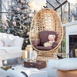 Sodo fotelis, šezlongas, kokonas kėdė, krepšelis, gandro lizdas su pagalve