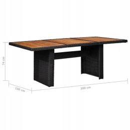 Sodo stalas, juodas, 200x100x74 cm, PE rotangas!