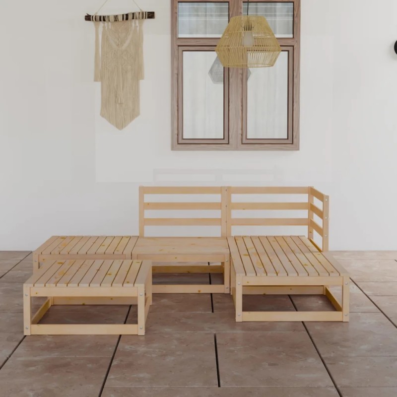 5 dalių pušies medienos sodo baldų komplektas