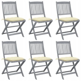 6 valgomojo kėdžių komplektas su pagalvėlėmis - akacijos mediena, kreminė