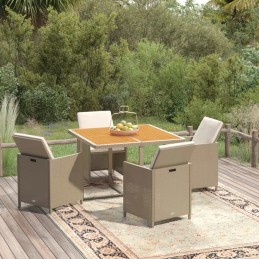 5 vietų rotango sodo baldų komplektas, smėlio spalvos, 109x107x74 cm