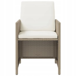 Smėlio spalvos 5 dalių sodo rotango stalo ir kėdžių komplektas