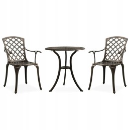 Vidaxl 3 dalių aliuminio lydinio bistro baldų komplektas, rudas