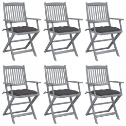 Valgomojo kėdės su pagalvėlėmis - akacijos mediena, pilka, 6 vnt.