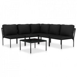 6 dalių sodo poilsio komplektas, su pagalvėlėmis, PVC, juoda