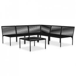 6 dalių sodo poilsio komplektas, su pagalvėlėmis, PVC, juoda