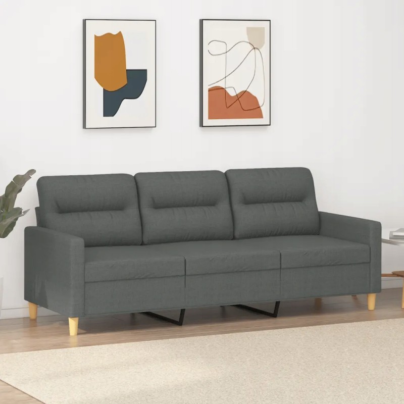 Vidaxl trivietė sofa, tamsiai pilka, 180 cm, apmušta audiniu