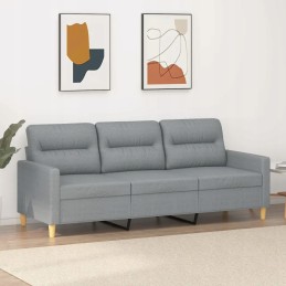 Vidaxl trivietė sofa, šviesiai pilka, 180 cm, apmušta audiniu