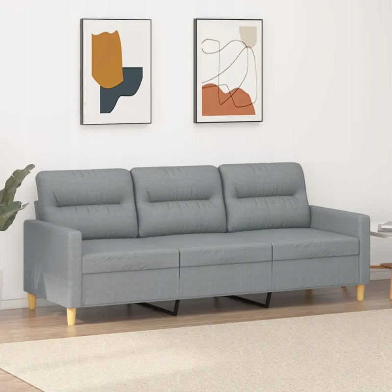 Vidaxl trivietė sofa, šviesiai pilka, 180 cm, apmušta audiniu