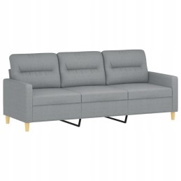 Vidaxl trivietė sofa, šviesiai pilka, 180 cm, apmušta audiniu