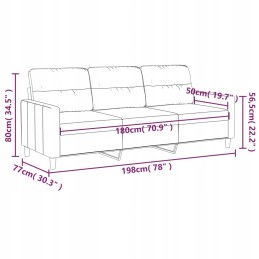 Vidaxl trivietė sofa, šviesiai pilka, 180 cm, apmušta audiniu