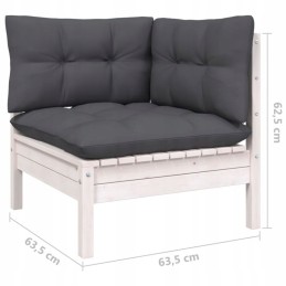 3-vietė sodo sofa su antracito pagalvėlėmis, pušis