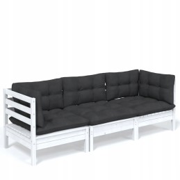 3-vietė sodo sofa su antracito pagalvėlėmis, pušis