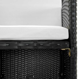 5 dalių sodo baldų komplektas su pagalvėlėmis, pe rotangas, juodas