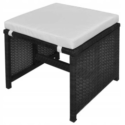 5 dalių sodo baldų komplektas su pagalvėlėmis, pe rotangas, juodas