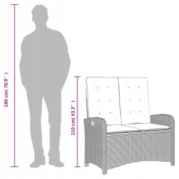 2 dalių sodo baldų komplektas su pagalvėlėmis, juodas, polirotangas