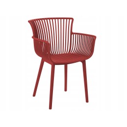 4 raudonų pesaro valgomojo kėdžių rinkinys