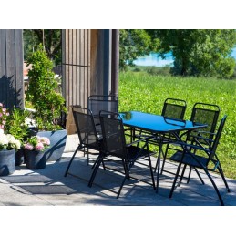 6 juodų sodo kėdžių rinkinys livo