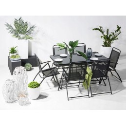 6 juodų sodo kėdžių rinkinys livo