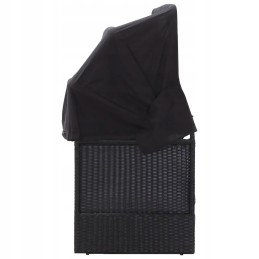 Vidaxl sodo sofa su baldakimu, polirotango, juoda