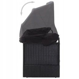 Vidaxl sodo sofa su baldakimu, polirotango, juoda