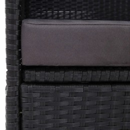 Vidaxl sodo sofa su baldakimu, polirotango, juoda