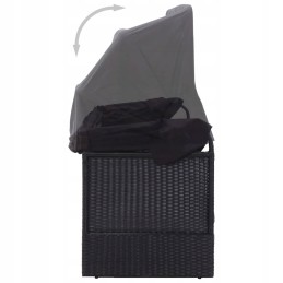 Vidaxl sodo sofa su baldakimu, polirotango, juoda