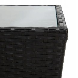 Vidaxl 3 dalių sodo bistro rinkinys, PE rotangas ir stiklas, juodas