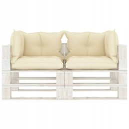 Sodo dvivietė sofa iš padėklų, kreminė