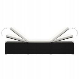 Rotango gultas su stalu 195x60 juodas/kreminis