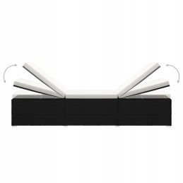 Rotango gultas su stalu, juodas 195x60x31 cm