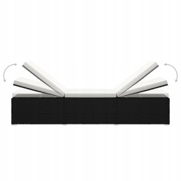 Rotango šezlongas su stalu 195x60 juoda/kreminė