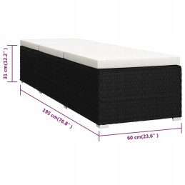 Rotango šezlongas su stalu 195x60 juoda/kreminė