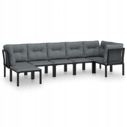 PE rotango sodo sofos komplektas, juodas, 62x62x68 cm