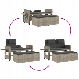 Vidaxl ištraukiamas sodo suoliukas su pagalvėlėmis, šviesiai pilkas, polirotangas