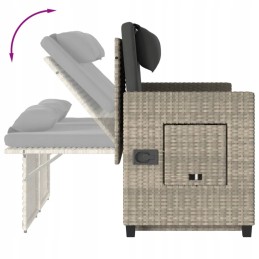 Vidaxl ištraukiamas sodo suoliukas su pagalvėlėmis, šviesiai pilkas, polirotangas