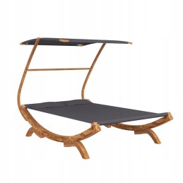 Šezlongas su stogeliu, 165x203x138 cm, išlenktas medis, antracitas
