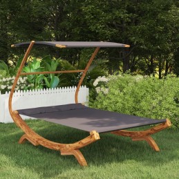 Šezlongas su stogeliu, 165x203x138 cm, išlenktas medis, antracitas