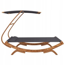 Šezlongas su stogeliu, 165x203x138 cm, išlenktas medis, antracitas