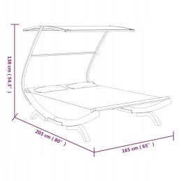 Šezlongas su stogeliu, 165x203x138 cm, išlenktas medis, antracitas