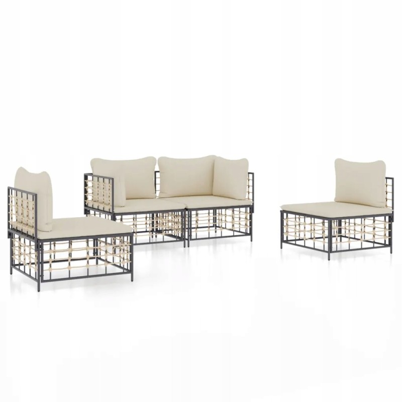 Antracito sodo sofos komplektas 72x72x66 cm - smėlio spalvos pagalvėlės