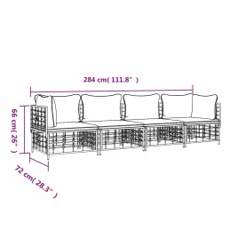 Antracito oasis sodo sofos komplektas - 72x72x66 cm, polirotangas