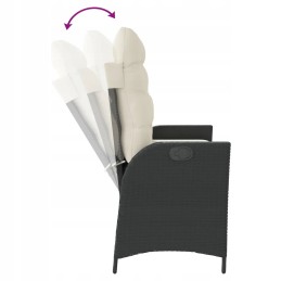 Vidaxl ištraukiamas sodo suoliukas su pagalvėlėmis, juodas, polirotangas