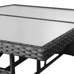 PE rotango sodo komplektas - 140x80 cm, juodas