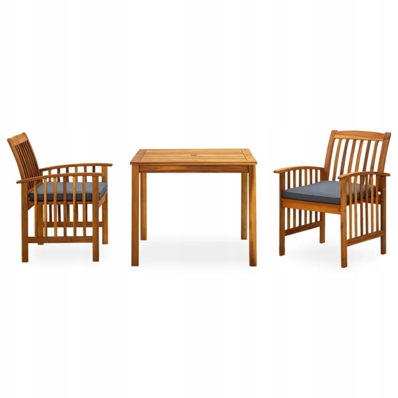 Vidaxl 3 dalių sodo baldų komplektas su pagalvėlėmis, akacijos mediena