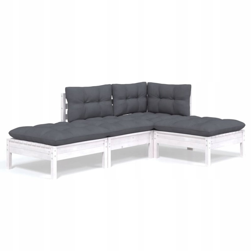 Sodo poilsio komplektas, pušies masyvo, balta, 63,5x63,5x62,5 cm