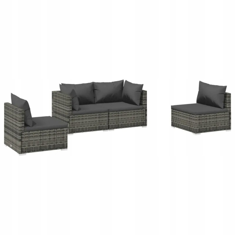 Rattan garden lounge set 4+2, 70x70x60.5 grey/anthracite