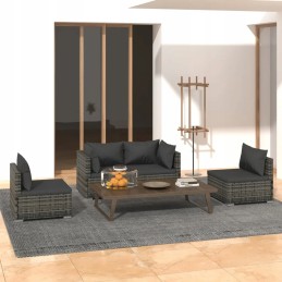 Rattan garden lounge set 4+2, 70x70x60.5 grey/anthracite